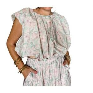 NEW AUREUM floral print shired top in pink floral